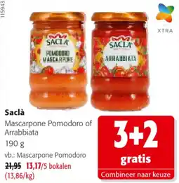 Colruyt Sacla mascarpone pomodoro of arrabbiata aanbieding