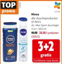 Colruyt Nivea alle doucheproducten of deo's aanbieding