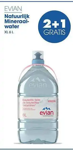 Prik en Tik Evian Natuurlijk Mineraalwater 2+1 Gratis aanbieding