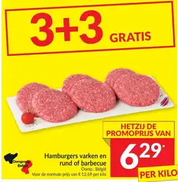 Intermarché Hamburgers varken en rund of barbecue aanbieding