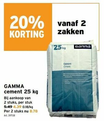 GAMMA Gamma cement aanbieding