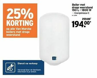 GAMMA Boiler met droge weerstand aanbieding