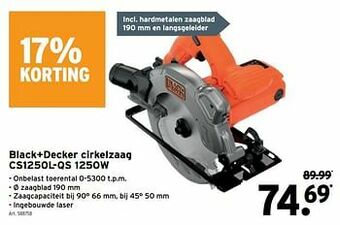 GAMMA Black+decker cirkelzaag cs1250l-qs 1250w aanbieding