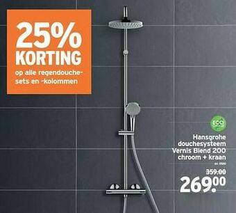 GAMMA Hansgrohe douchesysteem vernis blend 200 chroom + kraan aanbieding