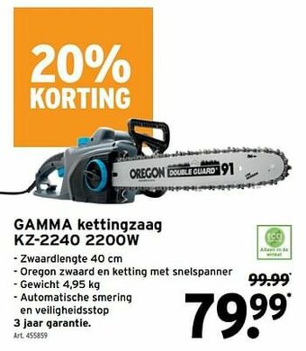 GAMMA Gamma kettingzaag kz-2240 2200w aanbieding