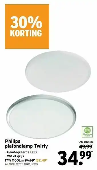 GAMMA Philips plafondlamp twirly aanbieding