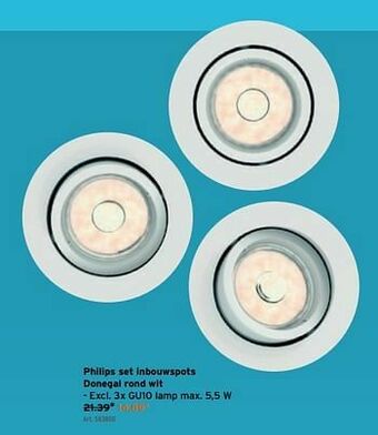 GAMMA Philips set inbouwspots donegal rond wit aanbieding