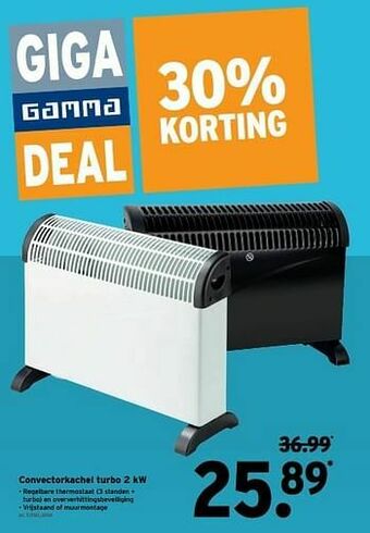 GAMMA Convectorkachel turbo 2 kw aanbieding