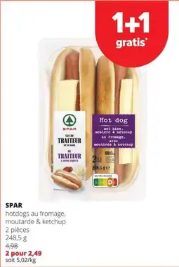 Spar hotdogs au fromage, moutarde & ketchup aanbieding