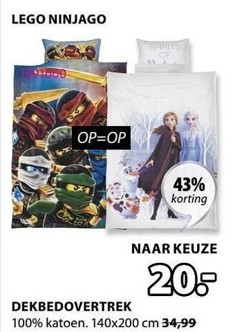Jysk Dekbedovertrek lego ninjago aanbieding