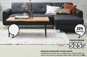 Jysk Damhale zitbank met chaise longue aanbieding