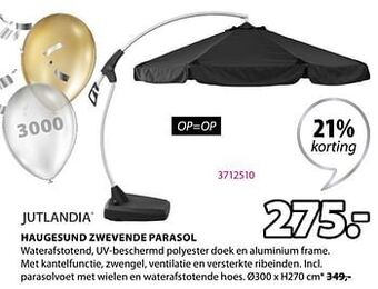 Jysk Haugesund zwevende parasol aanbieding