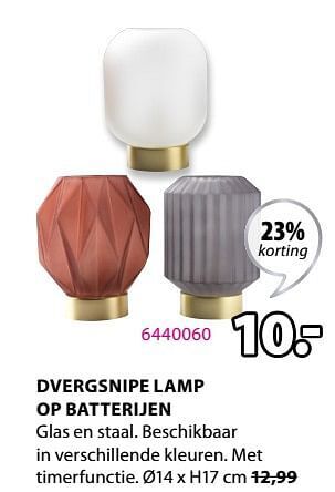 Jysk Dvergsnipe lamp op batterijen aanbieding