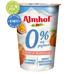 Albert Heijn Almhof 0% vet yoghurt perzik-maracuja aanbieding
