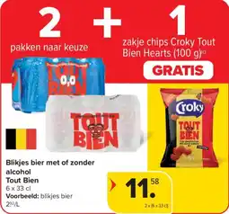 Carrefour Market Blikjes bier met of zonder alcohol Tout Bien aanbieding