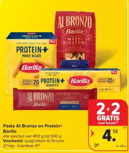 Carrefour Market Pasta Al Bronzo en Protein+ Barilla aanbieding