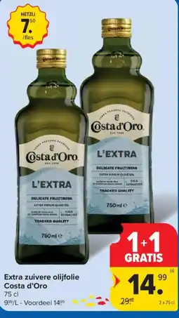 Carrefour Extra zuivere olijfolie Costa d'Oro aanbieding
