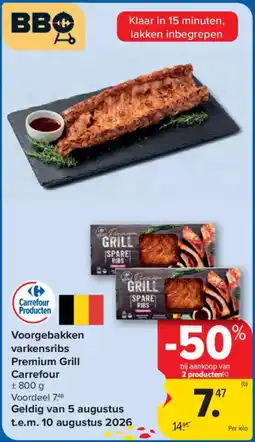 Carrefour Voorgebakken varkensribs Premium Grill Carrefour aanbieding