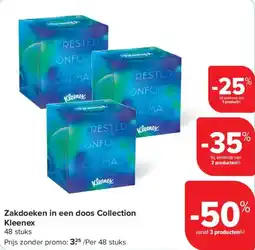 Carrefour Zakdoeken in een doos Collection Kleenex aanbieding