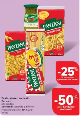 Carrefour Pasta, sauzen en pesto Panzani aanbieding