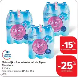 Carrefour Natuurlijk mineraalwater uit de Alpen Carrefour aanbieding
