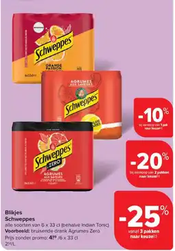Carrefour Blikjes Schweppes aanbieding