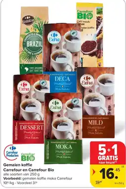 Carrefour Gemalen koffie Carrefour en Carrefour Bio aanbieding
