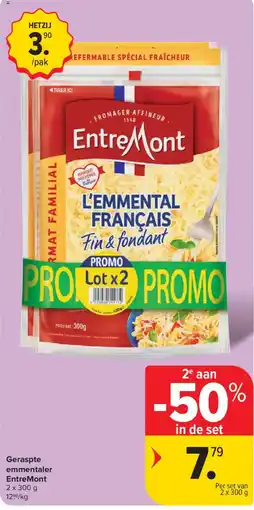 Carrefour Geraspte emmentaler EntreMont aanbieding