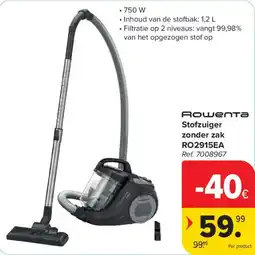 Carrefour Rowenta stofzuiger zonder zak aanbieding