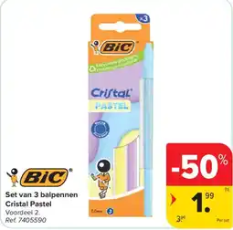 Carrefour Set van 3 balpennen Cristal Pastel aanbieding