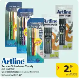 Carrefour Set van 3 fineliners Trendy aanbieding