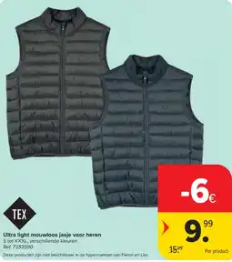 Carrefour Ultra light mouwloos jasje voor heren aanbieding