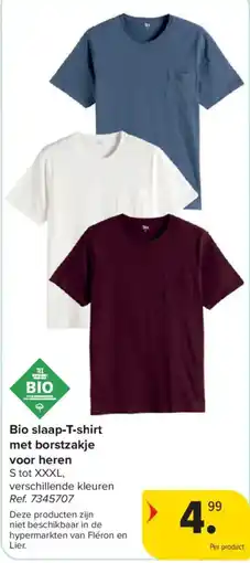 Carrefour Bio slaap-T-shirt met borstzakje voor heren aanbieding