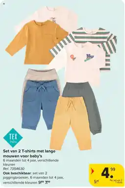 Carrefour Set van 2 T-shirts met lange mouwen voor baby's aanbieding