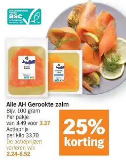 Albert Heijn Alle AH Gerookte zalm aanbieding