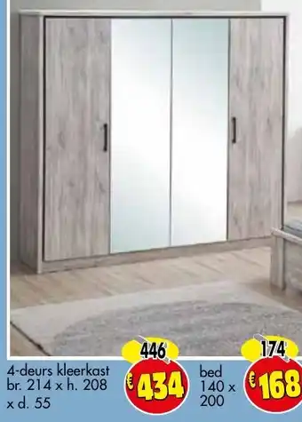 Budget Meubelen 4-deurs kleerkast aanbieding