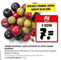Jumbo Jumbo pruimen, metis pruimen en reine claud pruimen aanbieding