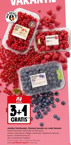 Jumbo Jumbo frambozen, blauwe bessen en rode bessen aanbieding
