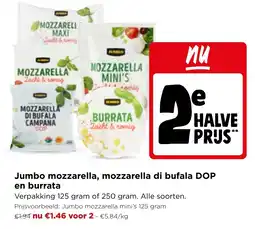 Jumbo Jumbo mozzarella, mozzarella di bufala DOP en burrata aanbieding