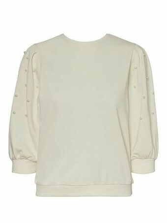 Berca Shoes Vero Moda Trui Zachte Sweatshirt Met Parels - Wit aanbieding