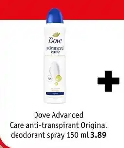 Kruidvat Dove advanced care anti-transpirant original deodorant spray aanbieding