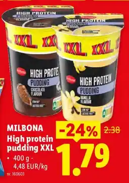 Lidl Milbona high protein pudding xxl aanbieding