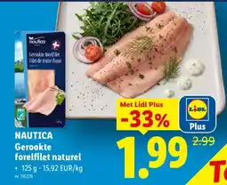 Lidl Nautica gerookte forelfilet naturel aanbieding