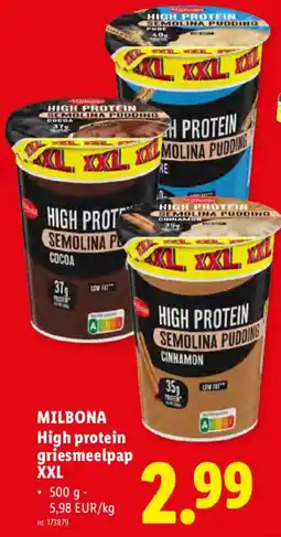 Lidl milbona high protein griesmeelpap xxl aanbieding