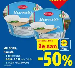 Lidl Milbona Burrata aanbieding
