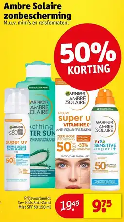 Kruidvat Garnier Ambre Solaire super uv brume visage over makeup mist aanbieding