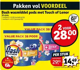 Kruidvat Dash wasmiddel pods met Touch of Lenor aanbieding