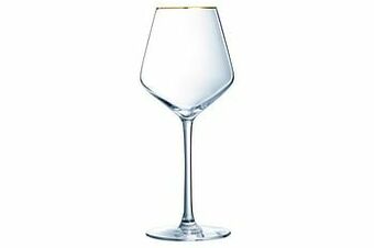 Makro Cristal d’Arques Wijnglas Ultime 38 cl transparant met gouden rand 4 stuks aanbieding