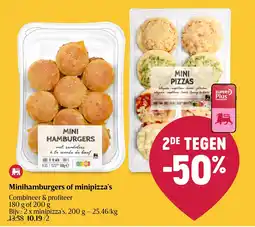 Delhaize Mini hamburgers of minipizza's aanbieding