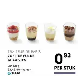 Bidfood Traiteur de paris zoet gevulde glaasjes aanbieding